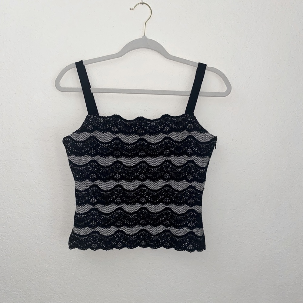 Vintage St. John Formal Knit & Lace Cropped Cami Top